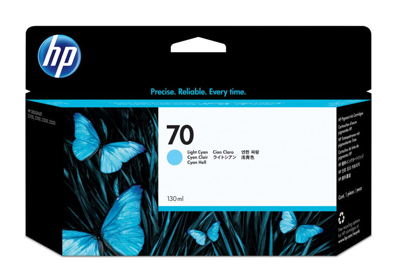 C9390A, HP 70 originální inkoustová náplň Light Cyan 130ml