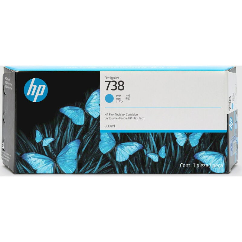 676M6A, HP 738 originální inkoustová náplň Cyan 300ml