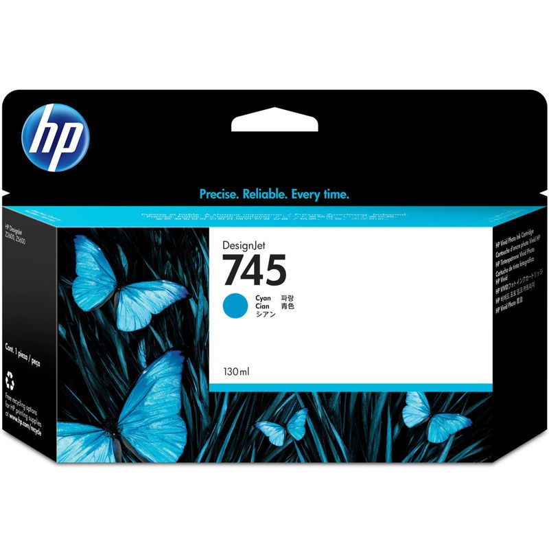 F9J97A, HP 745 originální inkoustová náplň Cyan 130ml
