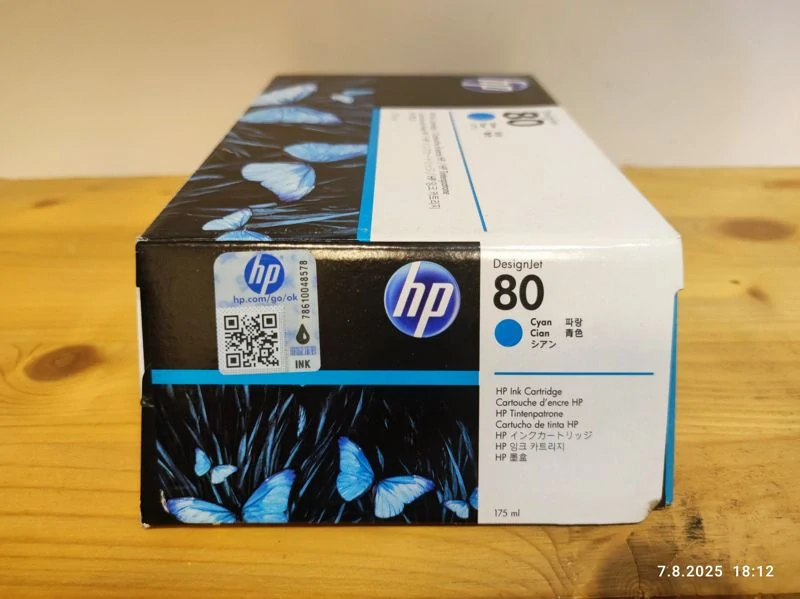 C4872A, HP 80 originální inkoustová náplň Cyan 175ml, po expiraci se zárukou